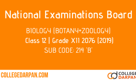 NEB- Grade XII Biology (Botany+Zoology) Grade 12-XII Question Paper 2076 [2019] Sub Code: 214 ‘B’